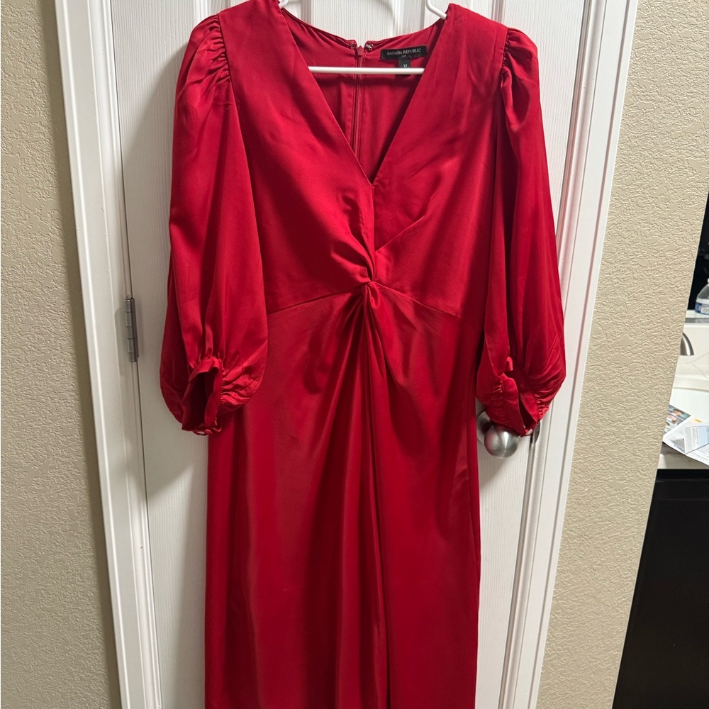 Banana Republic Vibrant Red Long Sleeve Dress